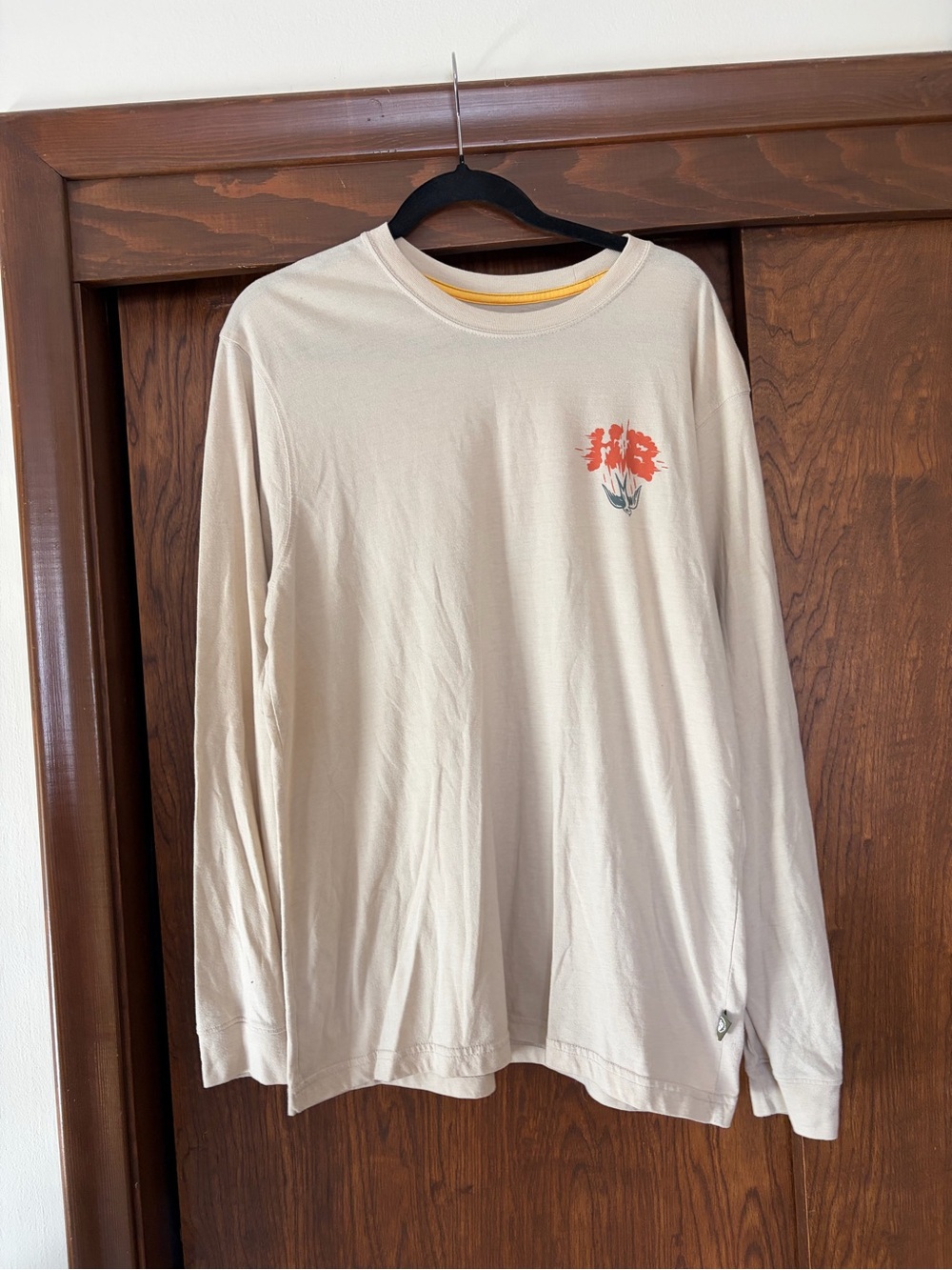 Howler Brothers Cream Long Sleeve Tee with Orange Floral Chest Art